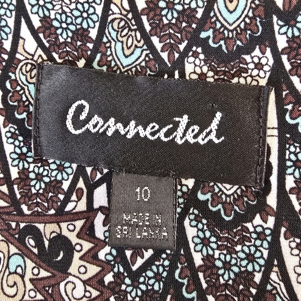 Connected - V-Neck Midi Dress with Twist-Front in a Blue, Brown Paisley Print - Picture 8 of 9